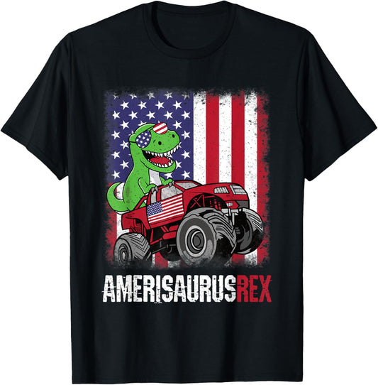 4th Of July Dinosaur USA Dino Amerisaurus Rex Boys Kids T-Shirt