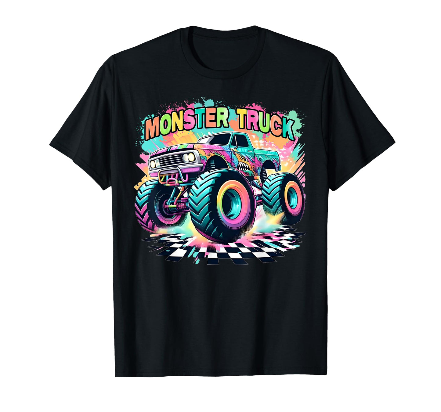 Monster Truck Colorful Birthday Party Retro Trucks Car Lover T-Shirt