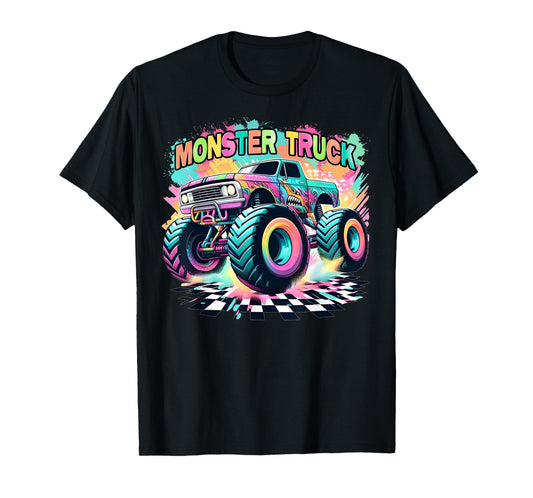 Monster Truck Colorful Birthday Party Retro Trucks Car Lover T-Shirt