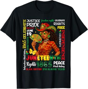 Juneteenth 1865 Black Pride Black Women Cowgirl Melanin Girl T-Shirt