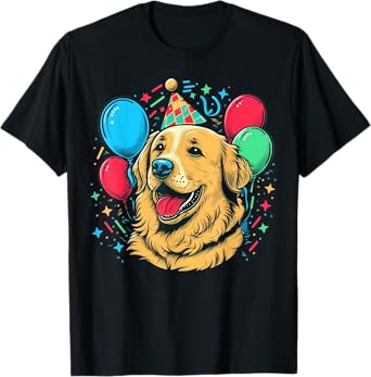 Celebration Event Birthday Party Golden Retriever T-Shirt