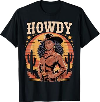 African American Black Girl Melanin retro Cowgirl Juneteenth T-Shirt