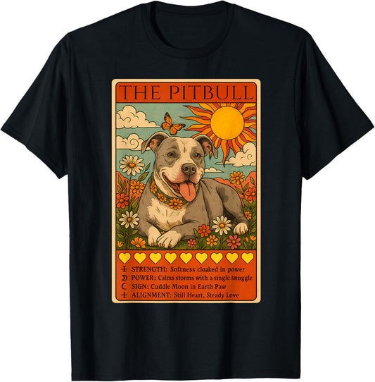 The Pitbull Tarot Card Pit Bull Lover Floral Cute Pittie Mom T-Shirt