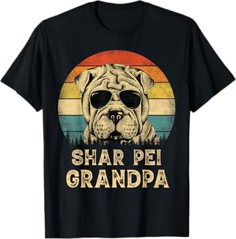 Vintage Shar Pei Grandpa Dog Lovers Father's Day T-Shirt