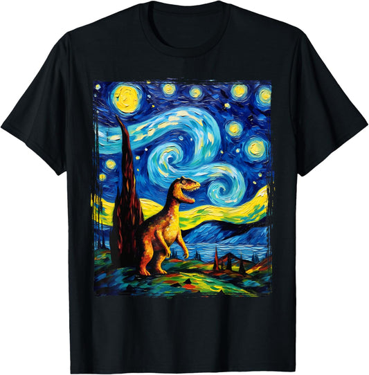Dinosaur Fossils T-Rex Paleontology Van Gogh Jurassic Period T-Shirt