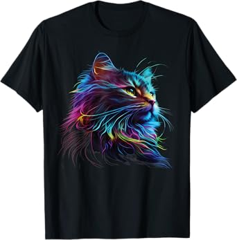Cute Colorful Cat for kitten lovers art Kitty cats T-Shirt