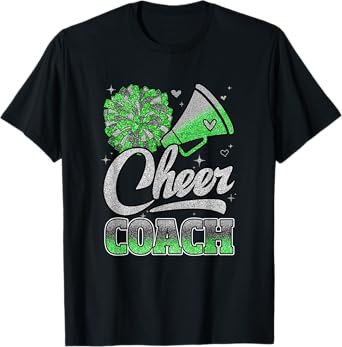 Cheer Coach Funny Cheerleader Cheerleading Green Women Girl T-Shirt