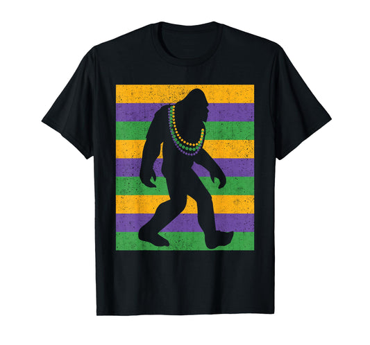 Bigfoot Mardi Gras Sasquatch Funny Men Kids T-Shirt