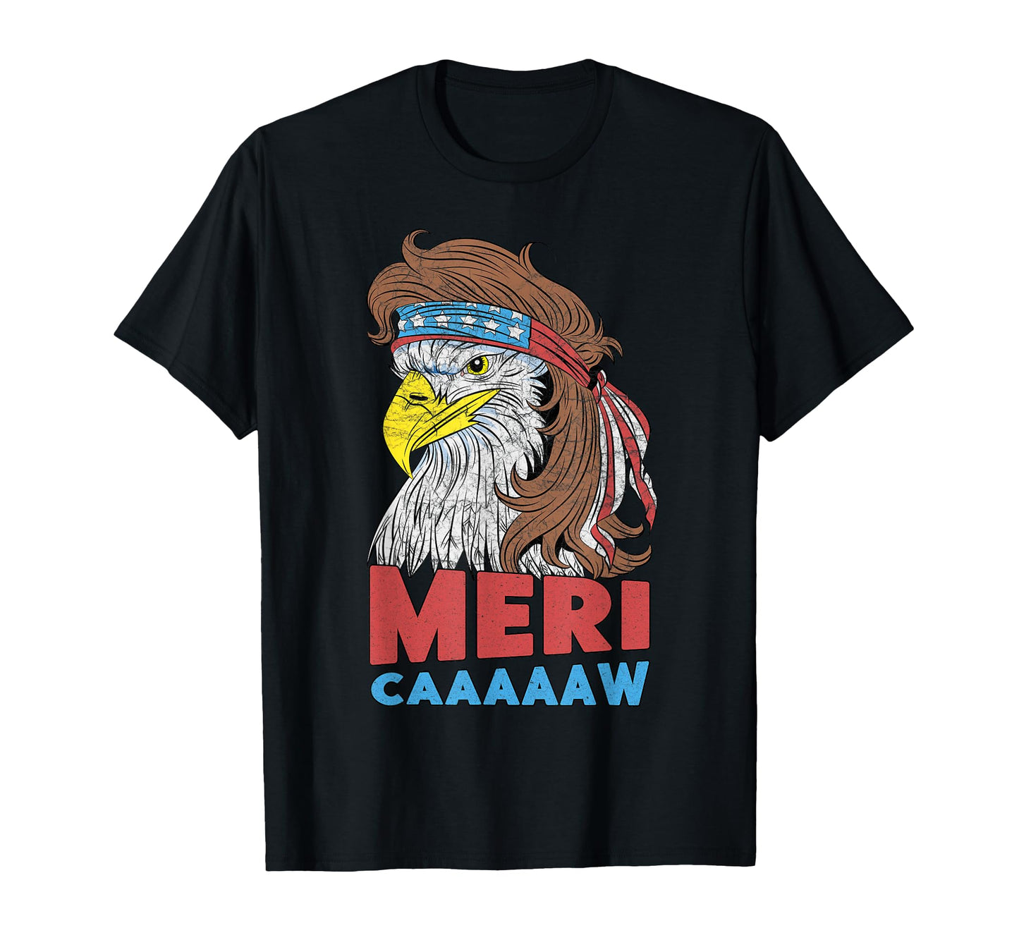 meri-caaaaaw - Eagle Mullet 4th Of July USA American Flag T-Shirt