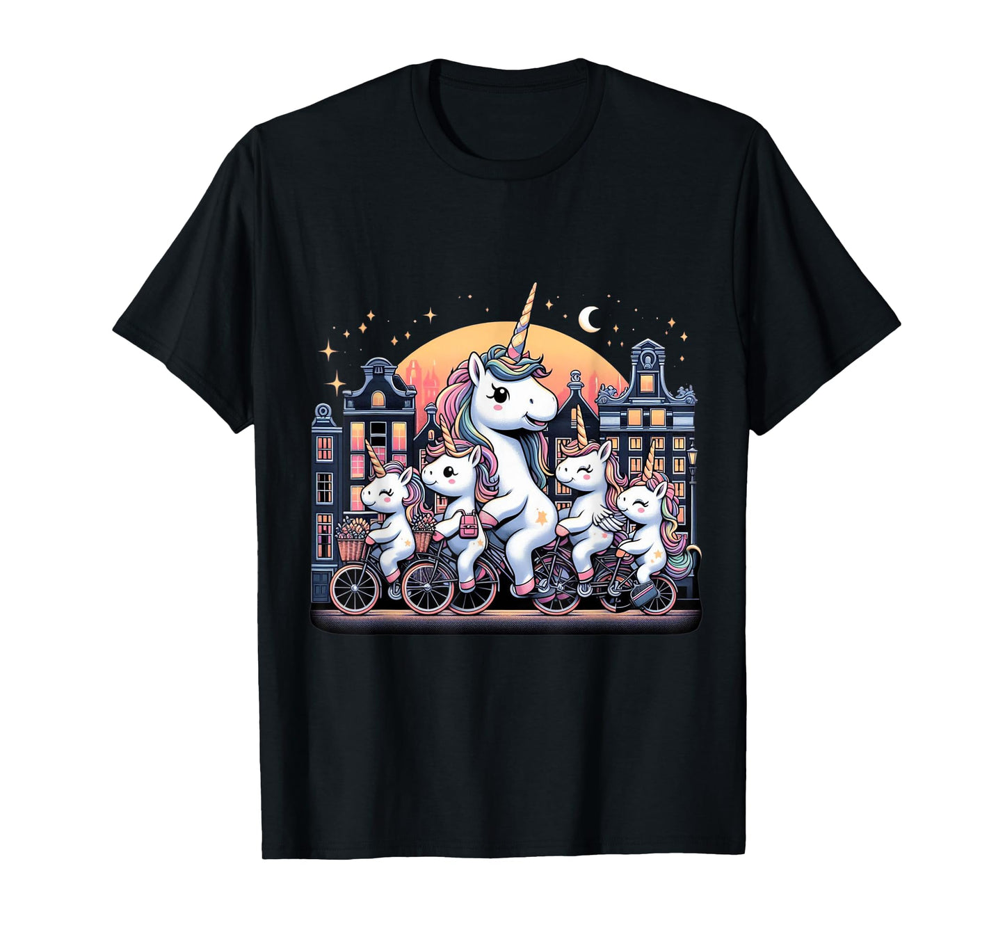 Unicorn Bicycle Amsterdam Netherlands Boys Girls Women Kids T-Shirt
