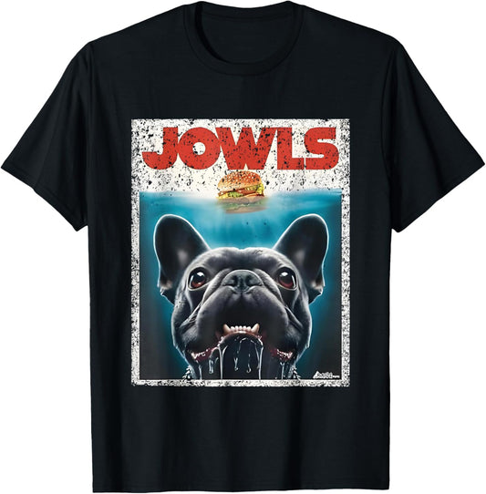 Funny Black French Bulldog Jowls Hungry Burger Lovers T-Shirt