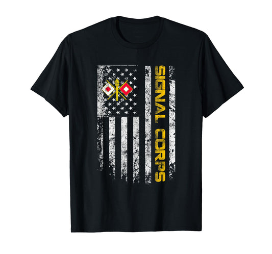 Vintage U.S Signal Corps Veteran Military Flag Veterans Day T-Shirt