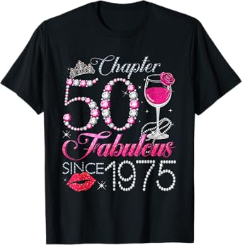 Chapter 50 Fabulous Since 1975 50th Birthday Queen Diamond T-Shirt