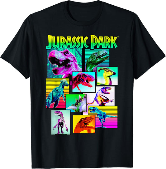 Jurassic Park Dinosaurs Of The Park Neon Retro T-Shirt