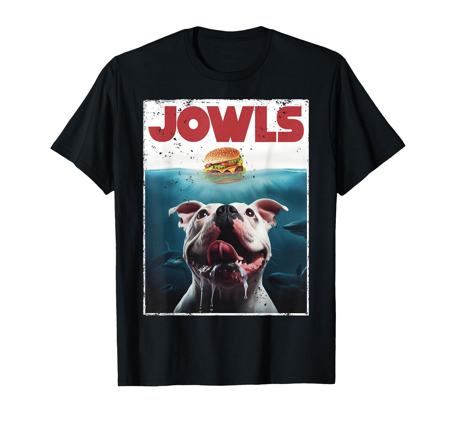 Funny American Bulldog Jowls Burger Bully, Dog Mom, Dog Dad T-Shirt