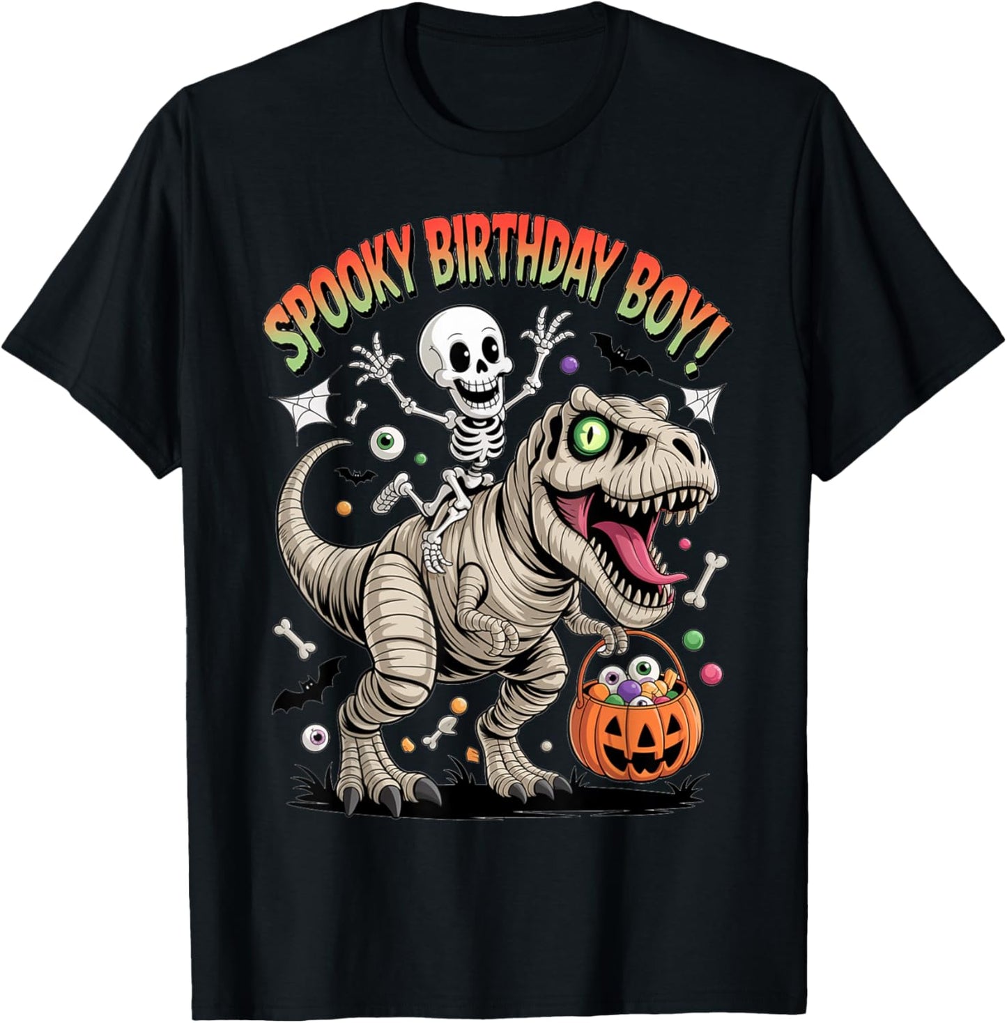 Halloween Birthday Boy Dinosaur Party Mummy Skeleton Spooky T-Shirt