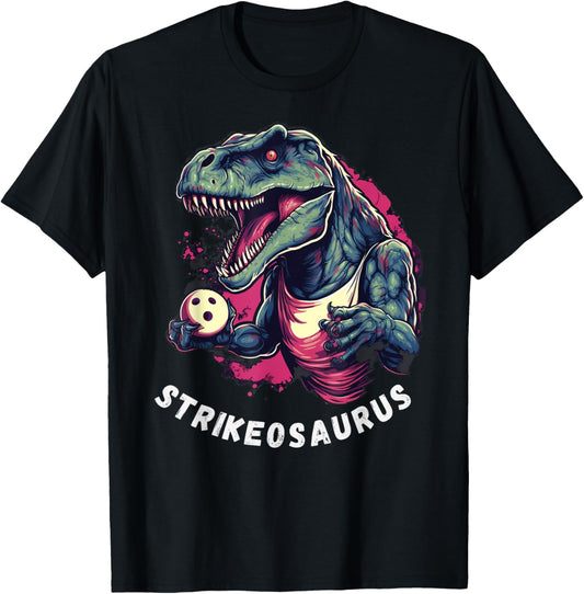 Funny Dinosaur Men's Women's Bowlers Strikeosaurus Bowling T-Shirt