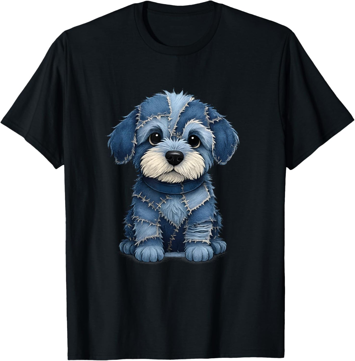 retro funny denim patch animal dog print Funny Men Women tee T-Shirt