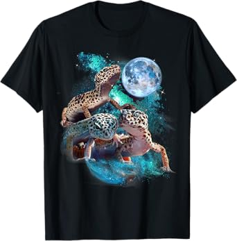 3 Moon Gecko Funny Reptile Leopard Lizard Geckos Art Novelty T-Shirt
