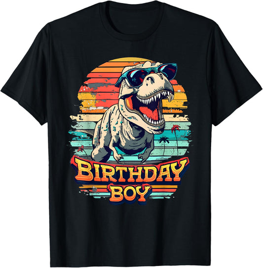 Kids Birthday Boy Dino T Rex Dinosaur Boys Matching Family T-Shirt