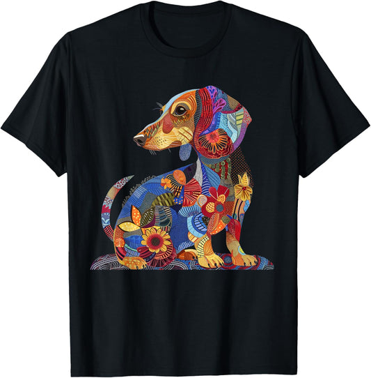Dachshund Mom Flower Patterns Vintage Cute Wiener Dog Lover T-Shirt