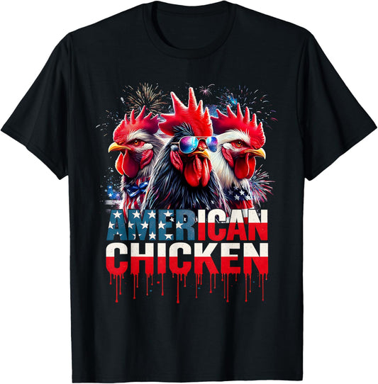 USA Chicken 4th of July Retro America Funny Patriotic T-Shirt