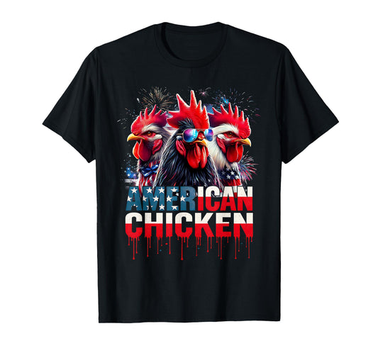USA Chicken 4th of July Retro America Funny Patriotic T-Shirt