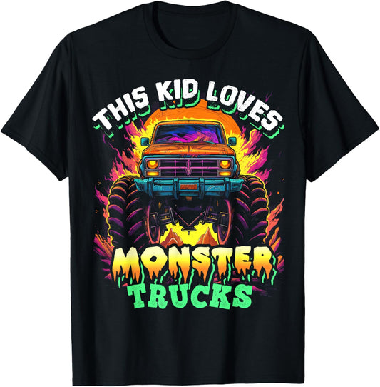Monster Truck for Toddlers, Kids Monster Truck Vintage Retro T-Shirt