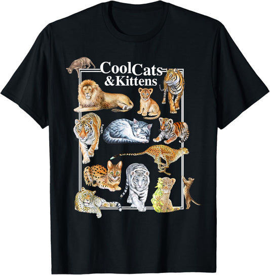 Cool Cats And Kittens Tiger Lion Leopard Felines T-Shirt