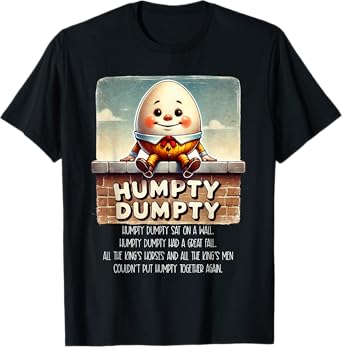 Humpty Dumpty Kids Nursery Rhyme Retro Humpty Dumpty Poem T-Shirt