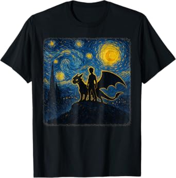 Dragon Starry Night Van Gogh Dragon For Boys Girls Kids T-Shirt
