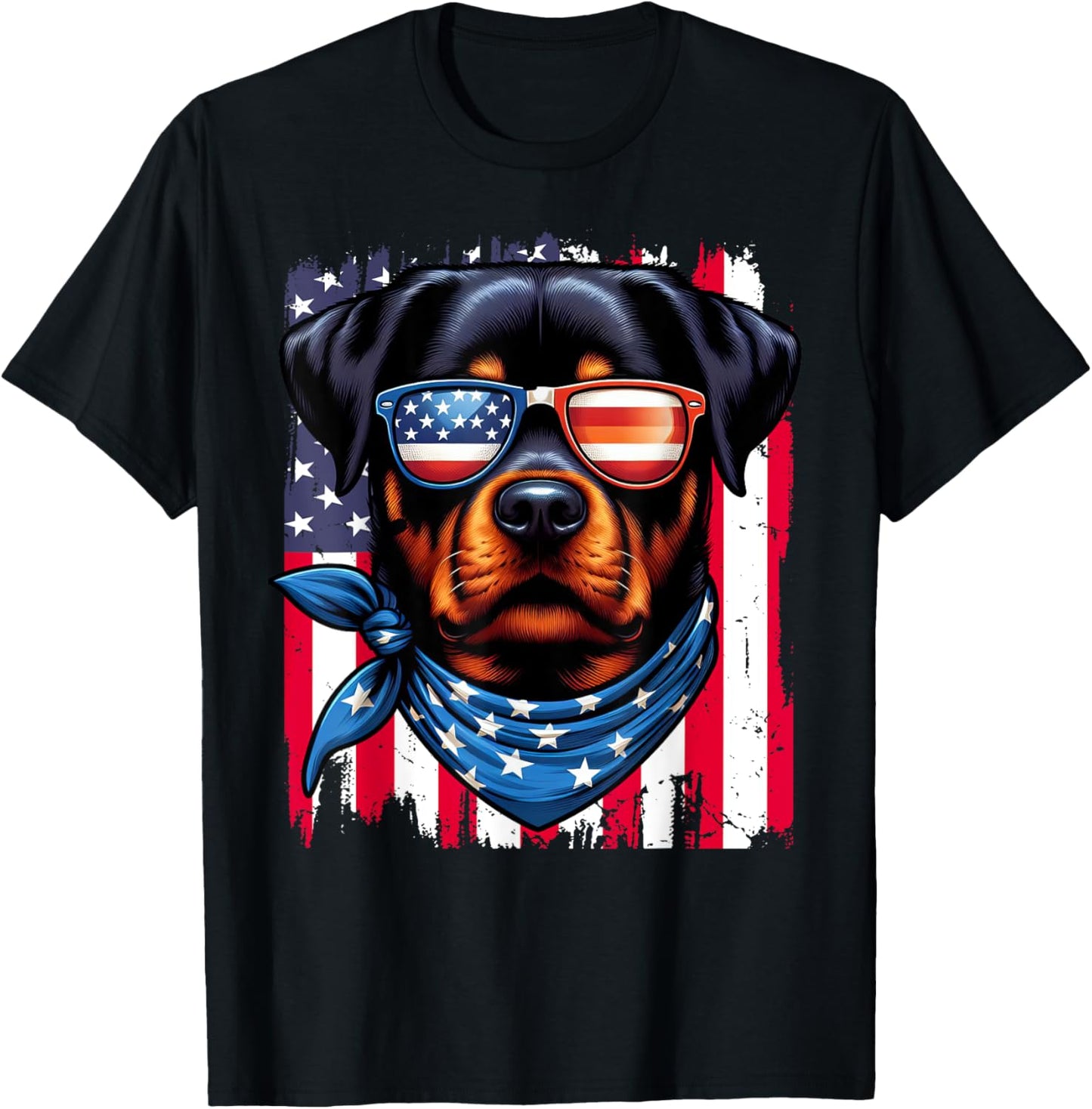 Rottweiler 4th of July American Flag Sunglasses Patriotic T-Shirt