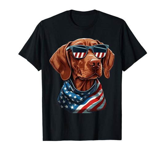 USA 4th Of July Vizsla on Patriotic American Vizsla T-Shirt for Women Kids Men