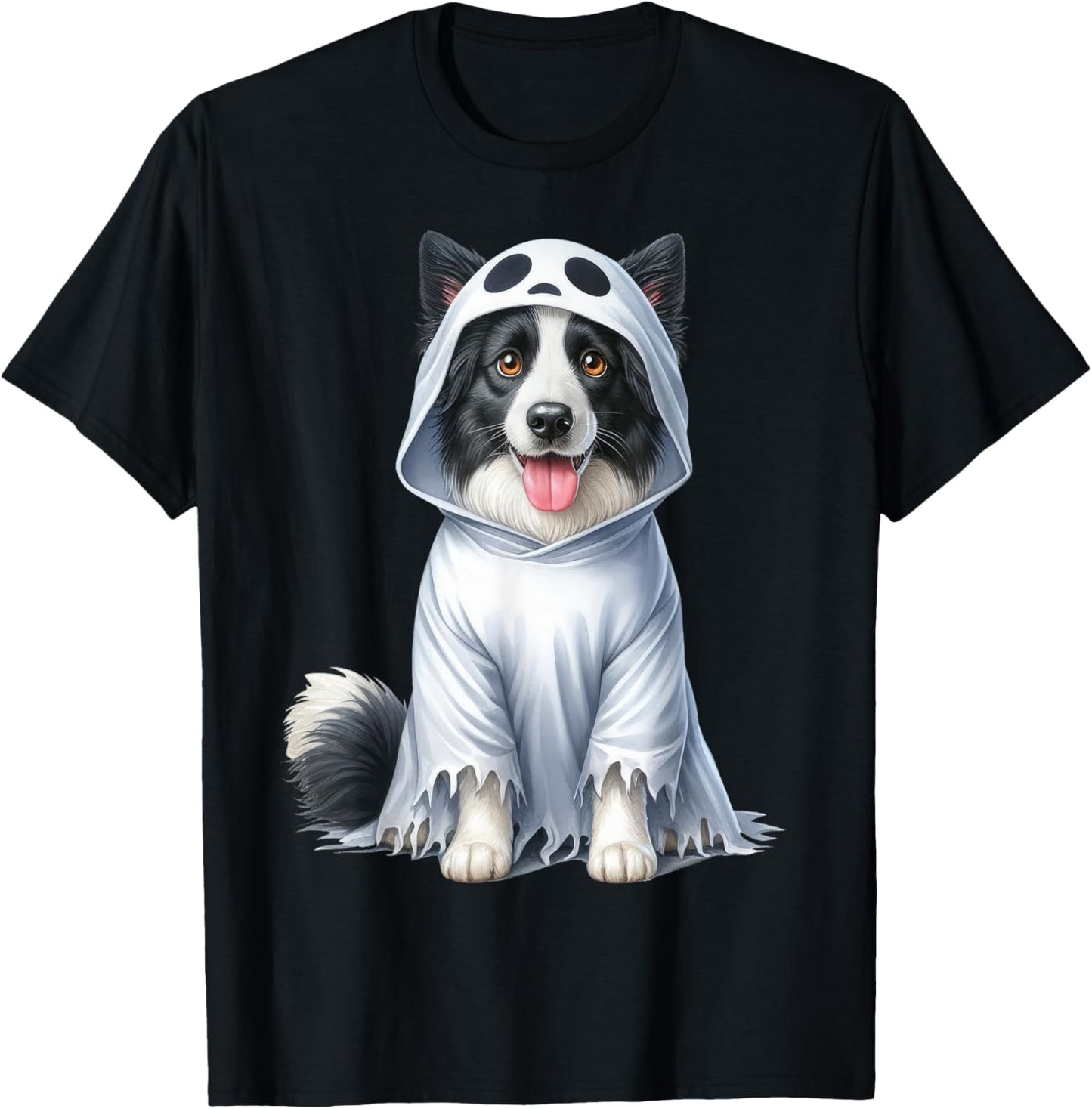Funny Ghost Border Collie Dog Lover Halloween Costume T-Shirt