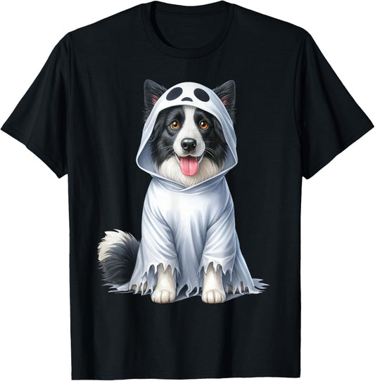 Funny Ghost Border Collie Dog Lover Halloween Costume T-Shirt