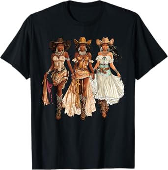 Black African American Cowgirl Western Country Texas Rodeo T-Shirt