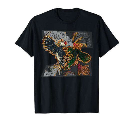 Halloween Dia De Los Muertos Sugar Skull Calavera Fighting Rooster Chicken Chinese Zodiac Pride & Brave Unisex-Adults T-Shirt Black Small