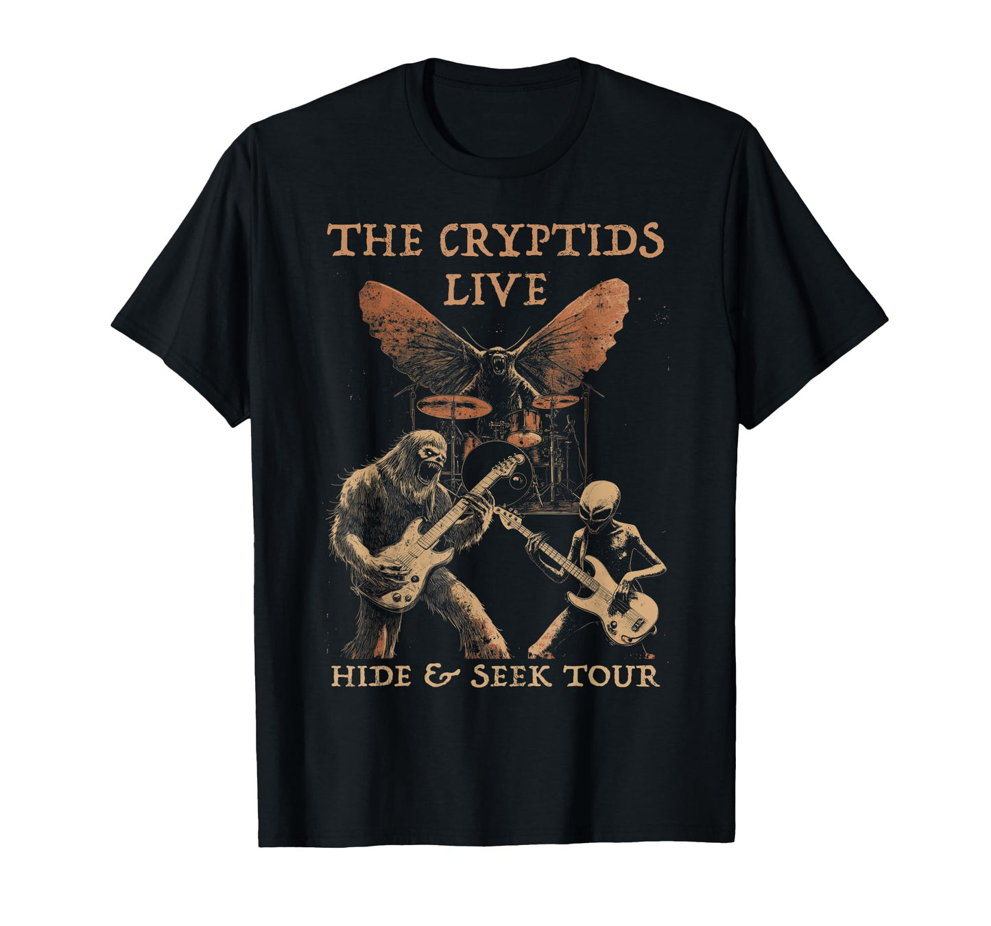 The Cryptids Live Bigfoot Alien Mothman UFO Heavy Metal Rock T-Shirt