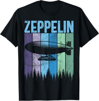Retro Zeppelin 70s 80s Dirigible Airship Zepelin Zepplin T-Shirt