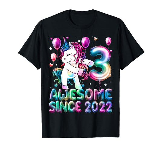 Flossing Unicorn 3 Year Old 3rd Birthday Girl Unicorn Party T-Shirt