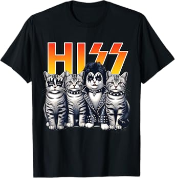 Cute Hiss Cats Rock Kittens Kitty Rocking Music Cat Lovers T-Shirt