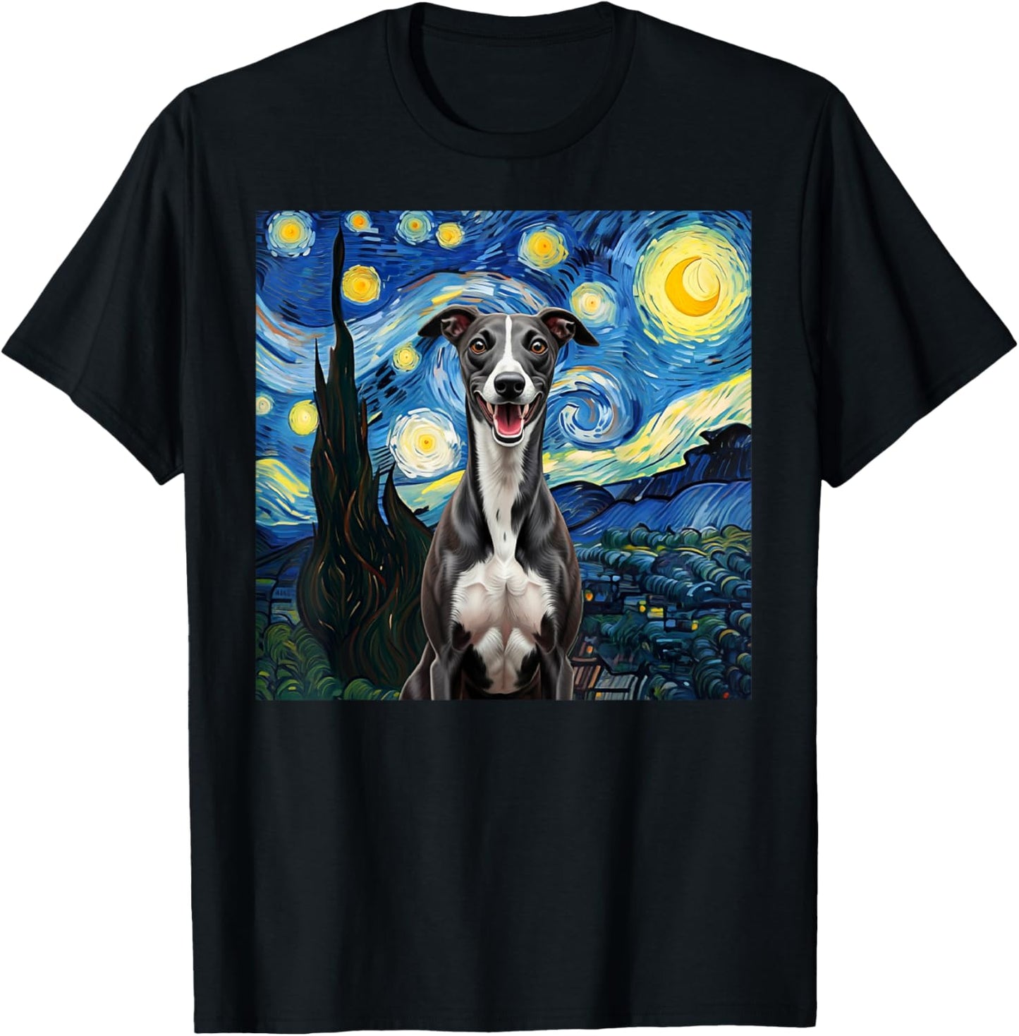 Whippet Black Starry Night Dog Lover Gift T-Shirt