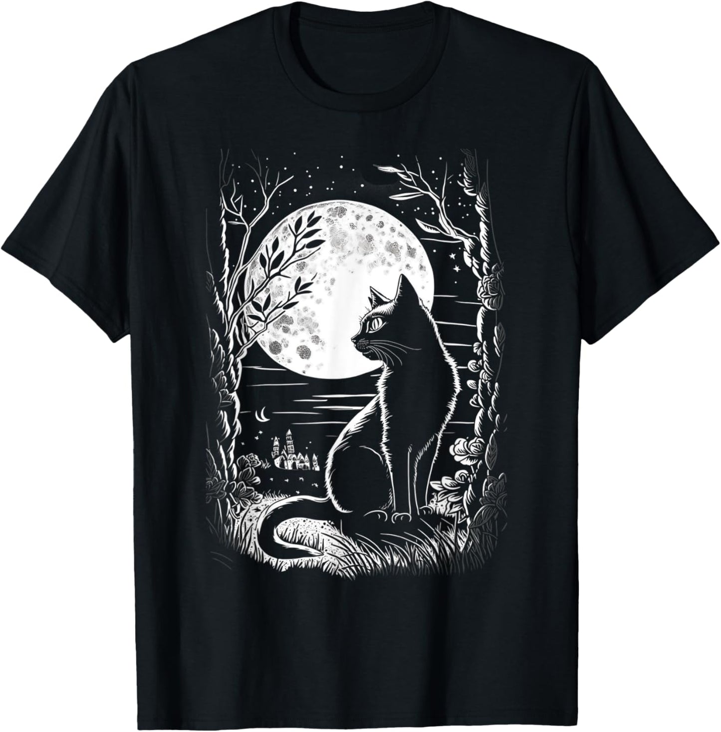Mystical Cat Wiccan Moon Magic T-Shirt