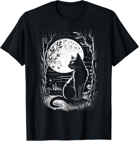 Mystical Cat Wiccan Moon Magic T-Shirt