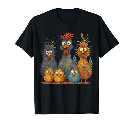 Crazy Chicken Family Eagerlys Colorful Funny Chicken T-Shirt