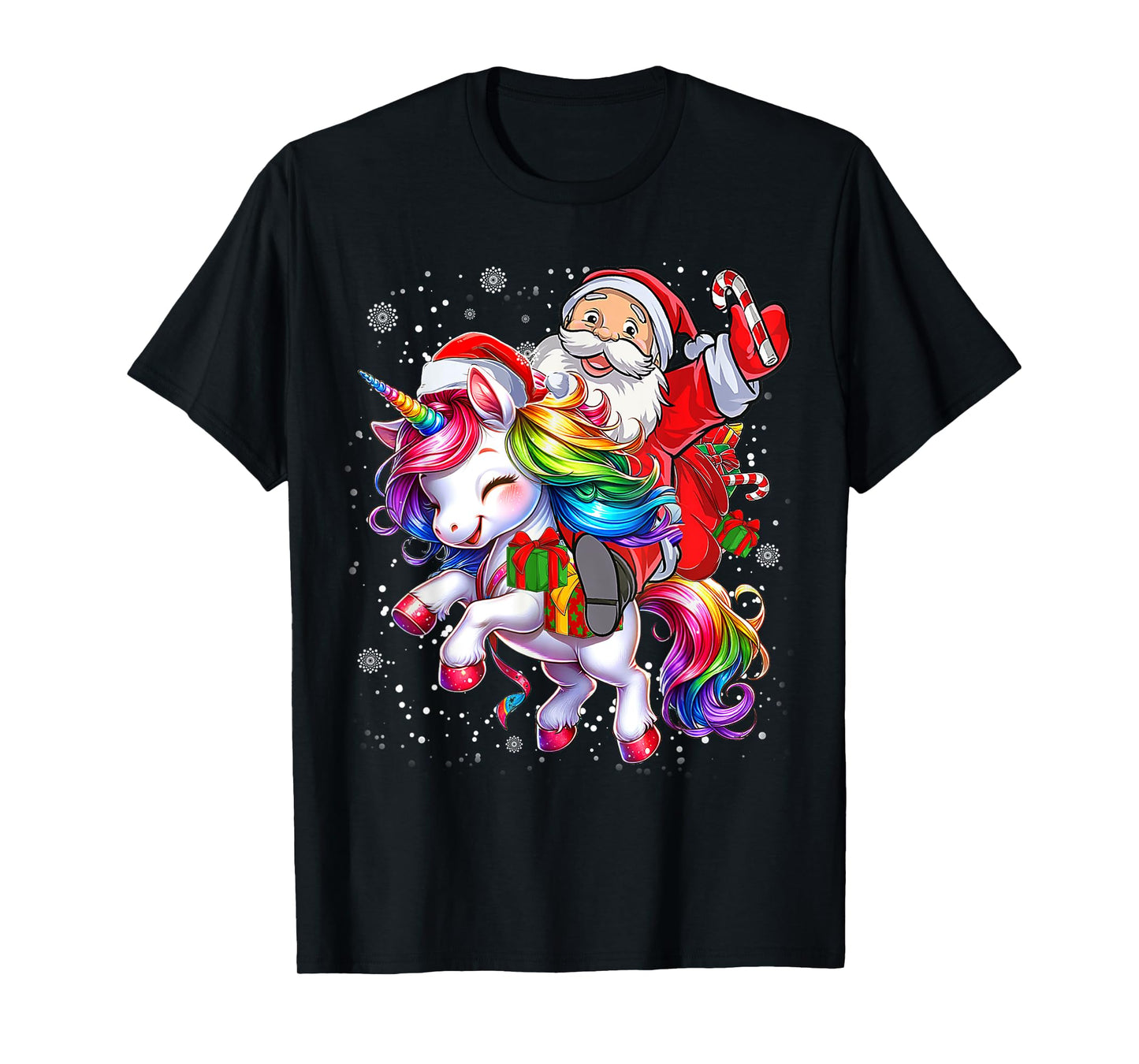 Cute Unicorn Christmas Girls Kids Women Santa Unicorn Xmas T-Shirt