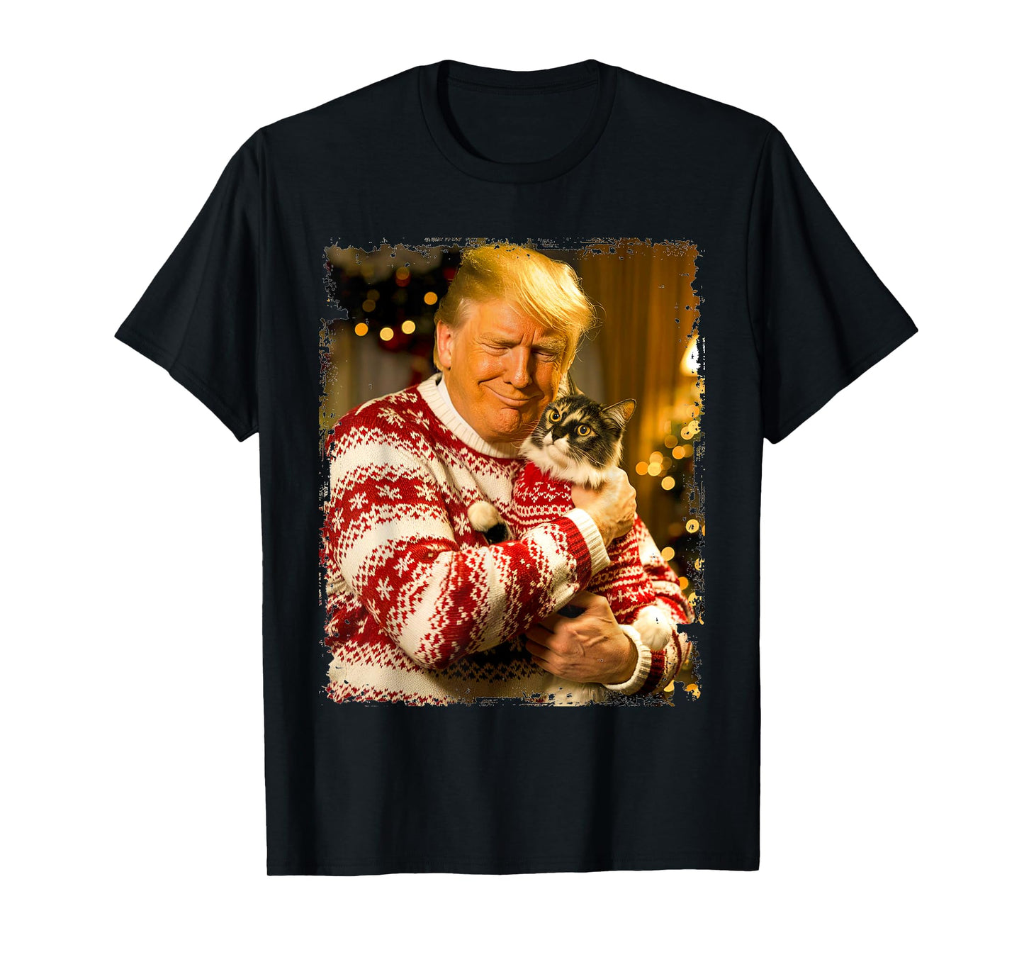 Funny Trump Christmas Sweater for Cat Lovers Xmas Pajamas T-Shirt