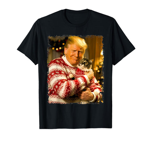 Funny Trump Christmas Sweater for Cat Lovers Xmas Pajamas T-Shirt