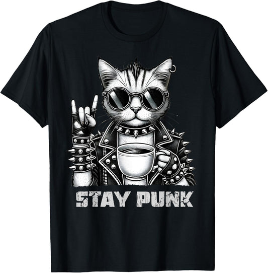 Funny Punk Cat Stay Punk, Women Punk Rock T-Shirt