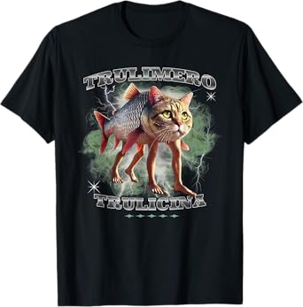 Trulimero Truli Italian Brainrot Meme Cats head on a fish T-Shirt
